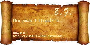 Bergman Filomén névjegykártya